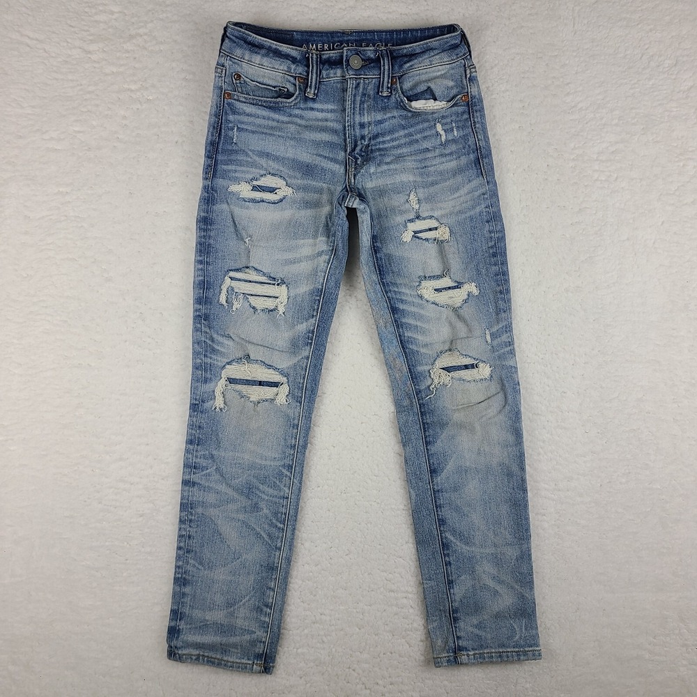 American Eagle‎ Jeans Mens 26x28 Blue Slim Next Level Airflex Light Wash Denim *